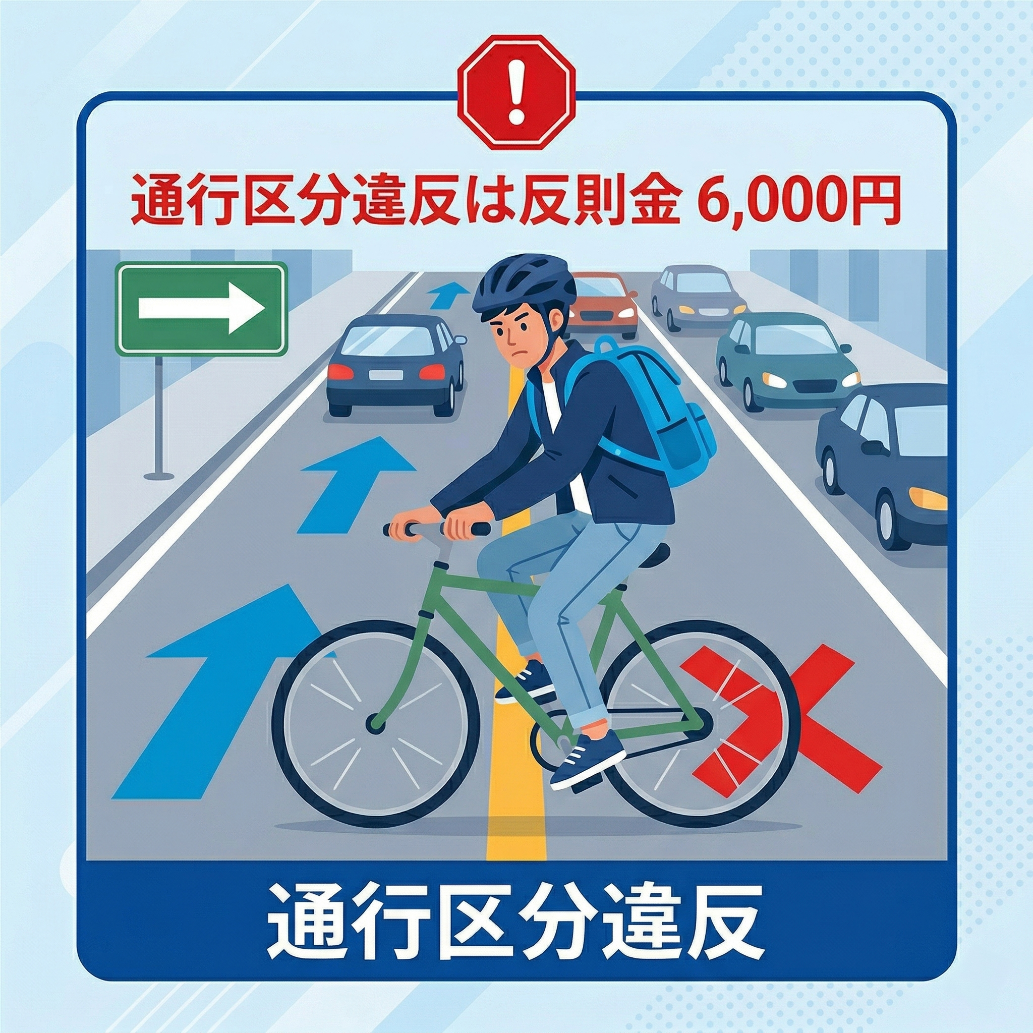 通行区分違反（右側通行など）のイラスト