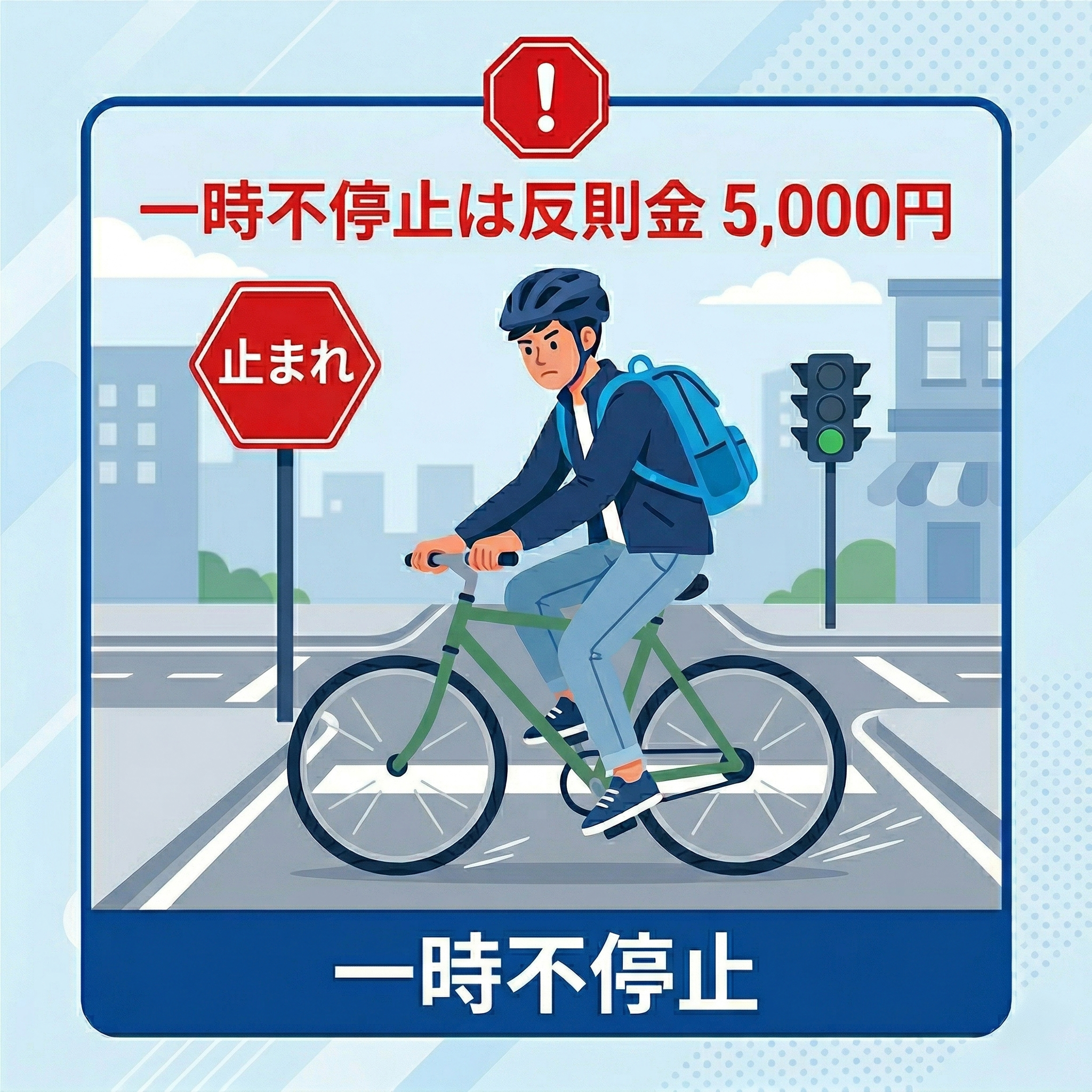一時不停止（止まれの標識）のイラスト